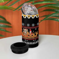 Egypt Christmas 4 in 1 Can Cooler Tumbler with Santa Cat Sleigh Reindeer Christmas Tree and Ancient Hieroglyphic - Wonder Print Shop