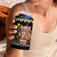 Egypt Christmas 4 in 1 Can Cooler Tumbler with Santa Cat Sleigh Reindeer Christmas Tree and Ancient Hieroglyphic - Wonder Print Shop