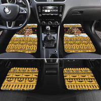 Egypt Christmas Car Mats with Santa Cat Sleigh Reindeer Christmas Tree and Ancient Hieroglyphic - Wonder Print Shop