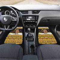 Egypt Christmas Car Mats with Santa Cat Sleigh Reindeer Christmas Tree and Ancient Hieroglyphic - Wonder Print Shop