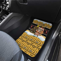 Egypt Christmas Car Mats with Santa Cat Sleigh Reindeer Christmas Tree and Ancient Hieroglyphic - Wonder Print Shop