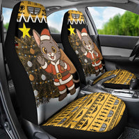 Egypt Christmas Car Seat Cover with Santa Cat Sleigh Reindeer Christmas Tree and Ancient Hieroglyphic - Wonder Print Shop