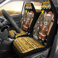 Egypt Christmas Car Seat Cover with Santa Cat Sleigh Reindeer Christmas Tree and Ancient Hieroglyphic - Wonder Print Shop