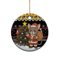 Egypt Christmas Ceramic Ornament with Santa Cat Sleigh Reindeer Christmas Tree and Ancient Hieroglyphic - Wonder Print Shop