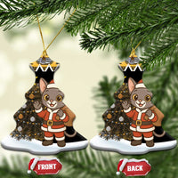 Egypt Christmas Ceramic Ornament with Santa Cat Sleigh Reindeer Christmas Tree and Ancient Hieroglyphic - Wonder Print Shop