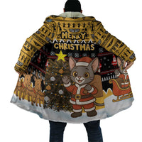 Egypt Christmas Cloak with Santa Cat Sleigh Reindeer Christmas Tree and Ancient Hieroglyphic - Wonder Print Shop