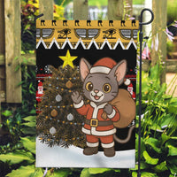 Egypt Christmas Garden Flag with Santa Cat Sleigh Reindeer Christmas Tree and Ancient Hieroglyphic - Wonder Print Shop