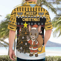 Egypt Christmas Hawaiian Shirt with Santa Cat Sleigh Reindeer Christmas Tree and Ancient Hieroglyphic - Wonder Print Shop