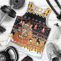 Egypt Christmas Men Tank Top with Santa Cat Sleigh Reindeer Christmas Tree and Ancient Hieroglyphic - Wonder Print Shop