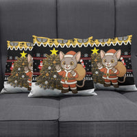 Egypt Christmas Pillow Cover with Santa Cat Sleigh Reindeer Christmas Tree and Ancient Hieroglyphic - Wonder Print Shop