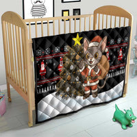 Egypt Christmas Quilt with Santa Cat Sleigh Reindeer Christmas Tree and Ancient Hieroglyphic - Wonder Print Shop