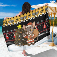 Egypt Christmas Sarong with Santa Cat Sleigh Reindeer Christmas Tree and Ancient Hieroglyphic - Wonder Print Shop