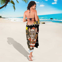 Egypt Christmas Sarong with Santa Cat Sleigh Reindeer Christmas Tree and Ancient Hieroglyphic - Wonder Print Shop