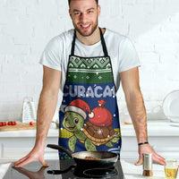 Curacao Christmas Apron with Santa Turtle Ocean Waves Snowflakes and Holiday Gift Design - Wonder Print Shop