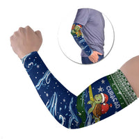 Curacao Christmas Arm Sleeves with Santa Turtle Ocean Waves Snowflakes and Holiday Gift Design - Wonder Print Shop