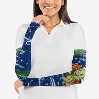 Curacao Christmas Arm Sleeves with Santa Turtle Ocean Waves Snowflakes and Holiday Gift Design - Wonder Print Shop