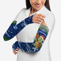 Curacao Christmas Arm Sleeves with Santa Turtle Ocean Waves Snowflakes and Holiday Gift Design - Wonder Print Shop