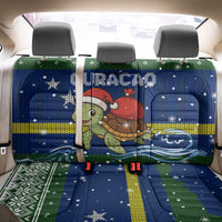 Curacao Christmas Back Car Seat Cover with Santa Turtle Ocean Waves Snowflakes and Holiday Gift Design - Wonder Print Shop