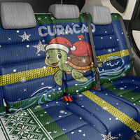 Curacao Christmas Back Car Seat Cover with Santa Turtle Ocean Waves Snowflakes and Holiday Gift Design - Wonder Print Shop