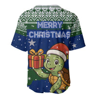 Curacao Christmas Baseball Jersey with Santa Turtle Ocean Waves Snowflakes and Holiday Gift Design - Wonder Print Shop
