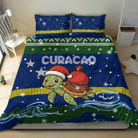 Curacao Christmas Bedding Set with Santa Turtle Ocean Waves Snowflakes and Holiday Gift Design - Wonder Print Shop