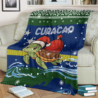 Curacao Christmas Blanket with Santa Turtle Ocean Waves Snowflakes and Holiday Gift Design - Wonder Print Shop