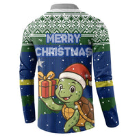 Curacao Christmas Button Sweatshirt with Santa Turtle Ocean Waves Snowflakes and Holiday Gift Design - Wonder Print Shop