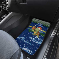 Curacao Christmas Car Mats with Santa Turtle Ocean Waves Snowflakes and Holiday Gift Design - Wonder Print Shop
