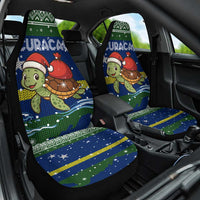 Curacao Christmas Car Seat Cover with Santa Turtle Ocean Waves Snowflakes and Holiday Gift Design - Wonder Print Shop