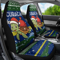 Curacao Christmas Car Seat Cover with Santa Turtle Ocean Waves Snowflakes and Holiday Gift Design - Wonder Print Shop