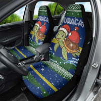 Curacao Christmas Car Seat Cover with Santa Turtle Ocean Waves Snowflakes and Holiday Gift Design - Wonder Print Shop