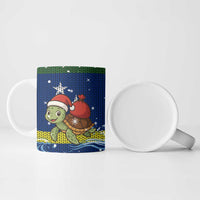 Curacao Christmas Ceramic Mug with Santa Turtle Ocean Waves Snowflakes and Holiday Gift Design - Wonder Print Shop