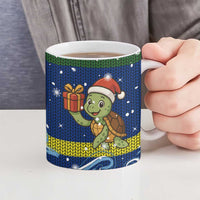 Curacao Christmas Ceramic Mug with Santa Turtle Ocean Waves Snowflakes and Holiday Gift Design - Wonder Print Shop