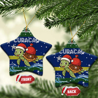 Curacao Christmas Ceramic Ornament with Santa Turtle Ocean Waves Snowflakes and Holiday Gift Design - Wonder Print Shop
