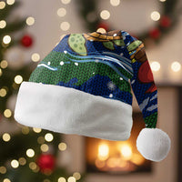 Curacao Christmas Santa Hat with Santa Turtle Ocean Waves Snowflakes and Holiday Gift Design - Wonder Print Shop