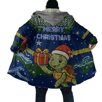 Curacao Christmas Cloak with Santa Turtle Ocean Waves Snowflakes and Holiday Gift Design - Wonder Print Shop