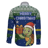 Curacao Christmas Family Matching Puletasi and Hawaiian Shirt with Santa Turtle Ocean Waves Snowflakes and Holiday Gift Design - Wonder Print Shop