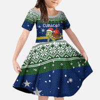 Curacao Christmas Family Matching Summer Maxi Dress and Hawaiian Shirt with Santa Turtle Ocean Waves Snowflakes and Holiday Gift Design - Wonder Print Shop
