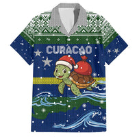 Curacao Christmas Hawaiian Shirt with Santa Turtle Ocean Waves Snowflakes and Holiday Gift Design - Wonder Print Shop