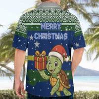 Curacao Christmas Hawaiian Shirt with Santa Turtle Ocean Waves Snowflakes and Holiday Gift Design - Wonder Print Shop