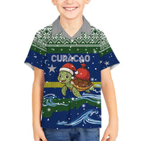 Curacao Christmas Hawaiian Shirt with Santa Turtle Ocean Waves Snowflakes and Holiday Gift Design - Wonder Print Shop