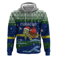 Curacao Christmas Hoodie with Santa Turtle Ocean Waves Snowflakes and Holiday Gift Design - Wonder Print Shop