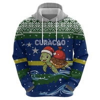 Curacao Christmas Hoodie with Santa Turtle Ocean Waves Snowflakes and Holiday Gift Design - Wonder Print Shop