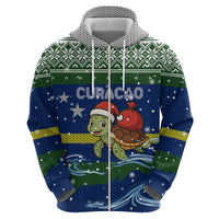 Curacao Christmas Hoodie with Santa Turtle Ocean Waves Snowflakes and Holiday Gift Design - Wonder Print Shop