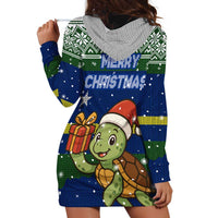 Curacao Christmas Hoodie Dress with Santa Turtle Ocean Waves Snowflakes and Holiday Gift Design - Wonder Print Shop