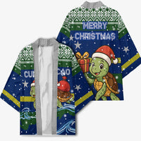 Curacao Christmas Kimono with Santa Turtle Ocean Waves Snowflakes and Holiday Gift Design - Wonder Print Shop