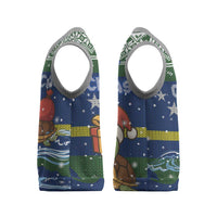Curacao Christmas Knitted V-Neck Vest with Santa Turtle Ocean Waves Snowflakes and Holiday Gift Design - Wonder Print Shop