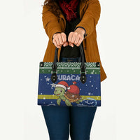 Curacao Christmas Leather Bag with Santa Turtle Ocean Waves Snowflakes and Holiday Gift Design - Wonder Print Shop