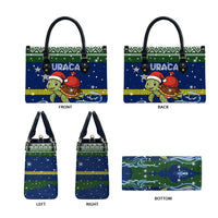 Curacao Christmas Leather Bag with Santa Turtle Ocean Waves Snowflakes and Holiday Gift Design - Wonder Print Shop