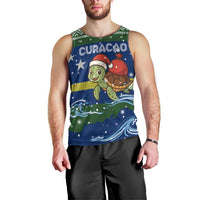 Curacao Christmas Men Tank Top with Santa Turtle Ocean Waves Snowflakes and Holiday Gift Design - Wonder Print Shop